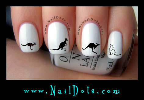 Black Kangaroo Nail Decals