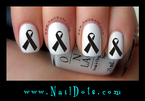 Black Awareness Ribbon Nail Decals