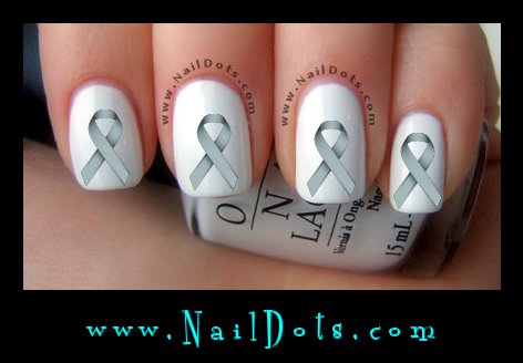Gray Awareness Ribbon Nail Decal