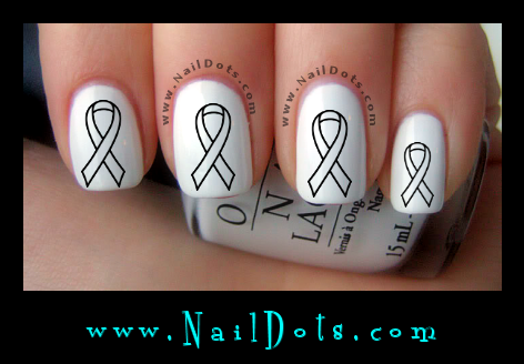 White Awareness Ribbon Nail Decal