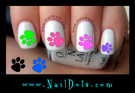 Colorful Paw Print Nail Decals