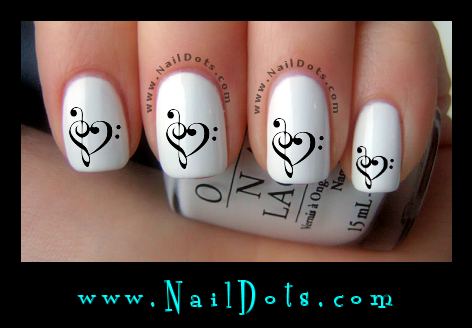 Music Note Heart Nail Decals