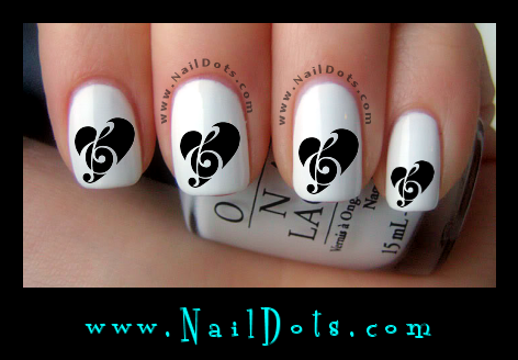 Music Note Heart Nail Decals