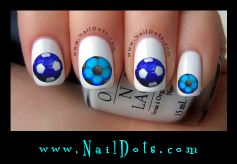 Blue Soccer Ball nail decals