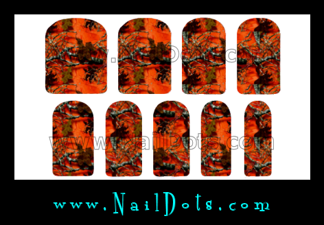 Orange Camo Nail Wraps