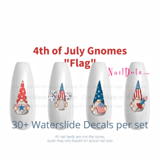 Fourth of July Gnome Nail Decals - Flag Set