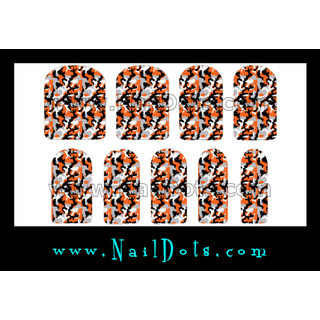 Orange and Gray Camo Nail Wraps or Tips
