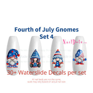 Fourth of July Gnome Nail Decals - Set 4