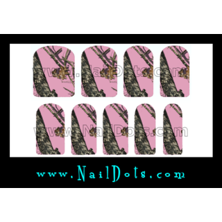 Pink Camo Nail Wraps or Nail Tips