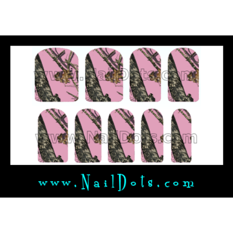 Pink Camo Nail Wraps or Nail Tips