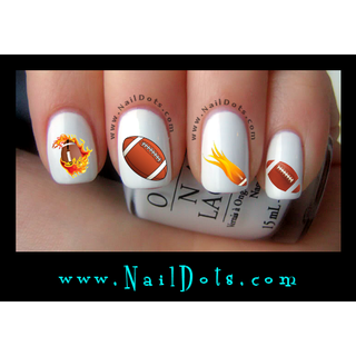 Football Nail Decals (On Fire)