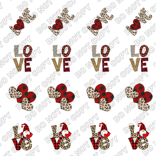 Valentine Plaid Gnome Nail Decals