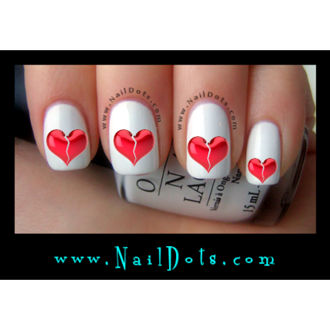 Broken Heart Nail Decals