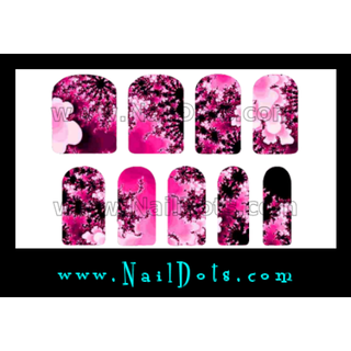 Crazy Pink Flower Nail Wraps or Nail Tips
