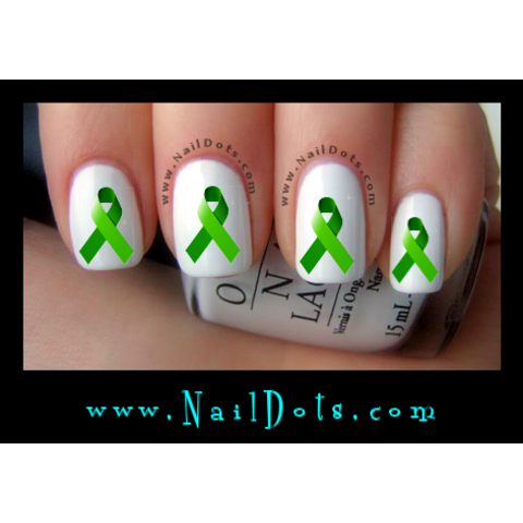 Green Awareness Ribbon Nail Decals