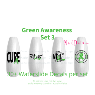 Green Awareness Ribbon Nail Decals Set 3