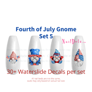 Fourth of July Gnome Nail Decals - Set 5 CLEARANCE