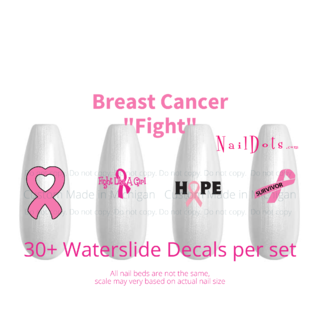 Breast Cancer Awareness Nail Decals, Combo
