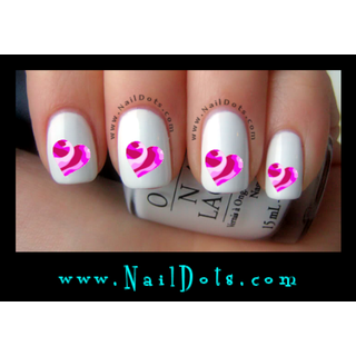 Pink Camo Heart Nail Decals