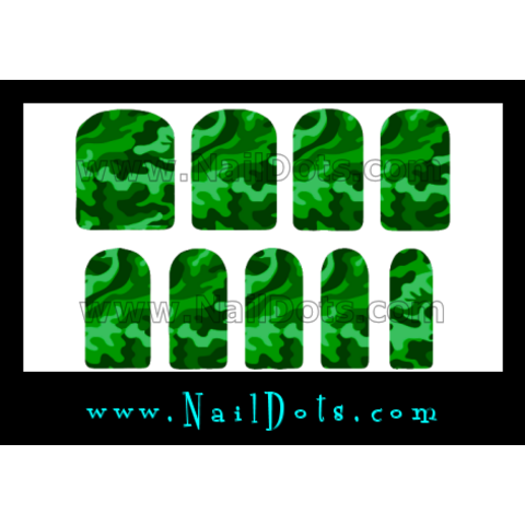 Green Camo Nail Wraps or Nail Tips