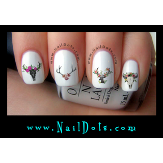Deer and Bull Skull Nail Decals