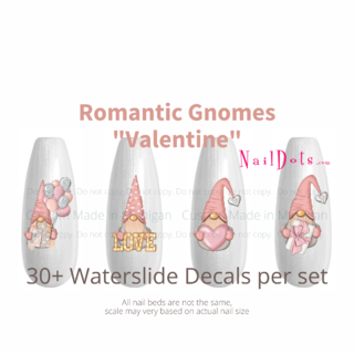 Romantic Valentine Gnome Nail Decals