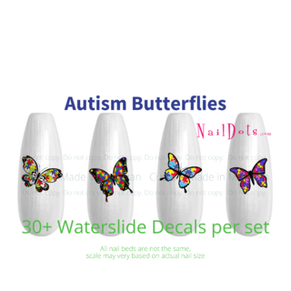 Autism Butterflies Nail Decals