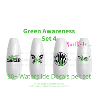 Green Awareness Ribbon Nail Decals Set 4