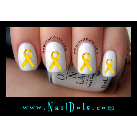 Gold Awareness Ribbon Nail Decals