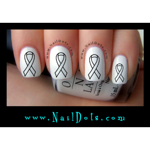 Clear Awareness Ribbon Nail Decals