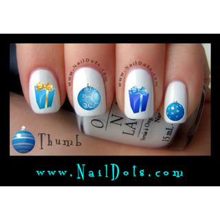 Blue Ornaments and Presents Nail Decals