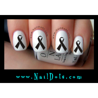 Black Awareness Ribbon Nail Decals