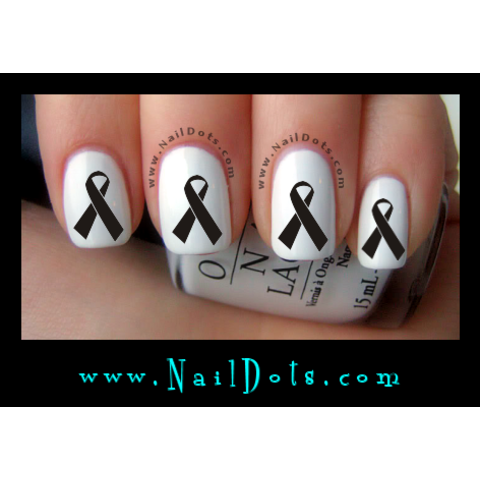 Black Awareness Ribbon Nail Decals