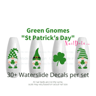 Green Shamrock St Patrick's Day Gnome Nail Decals