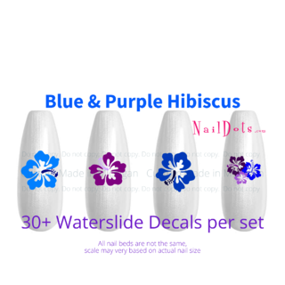 Hibiscus Nail Decals - Blue & Purple