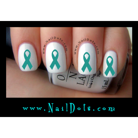 Teal Awareness Ribbon Nail Decals