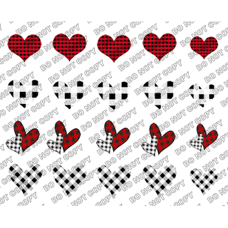 Buffalo Plaid Heart Nail Decals