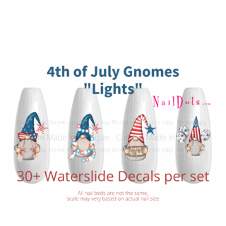 Fourth of July Gnome Nail Decals - Lights Set