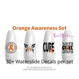 Orange Awareness Ribbon Nail Decals - Set 2