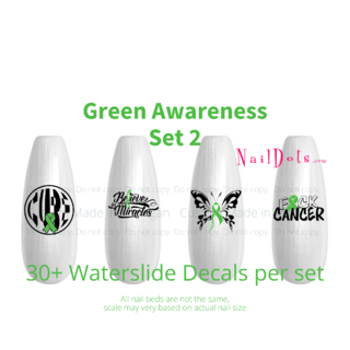 Green Awareness Ribbon Nail Decals Set 2