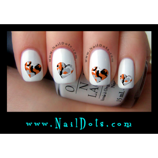 Orange and Gray Camo Heart Nail Decals - OGH