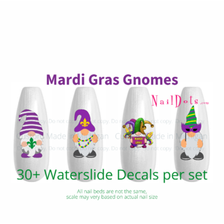 Mardi Gras Gnome Nail Decals Set 3