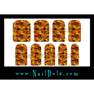 Orange Camo Nail Wraps or Tips