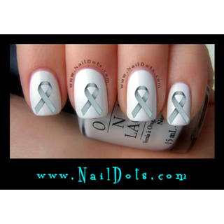 Gray Awareness Ribbon Nail Decals