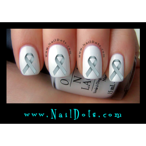 Gray Awareness Ribbon Nail Decals