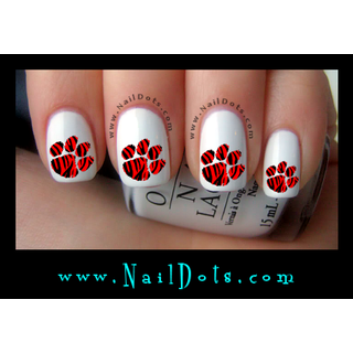 Red Tiger Paw Print Nail Decal