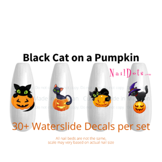 Cat on a Pumpkin Nail Decal