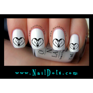 Horses in a Heart Nail Decals