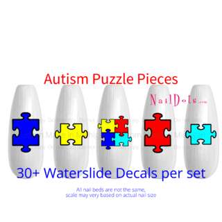 Autism Awareness Puzzle Nail Decals