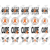 Orange Awareness Ribbon Nail Decals - Set 2